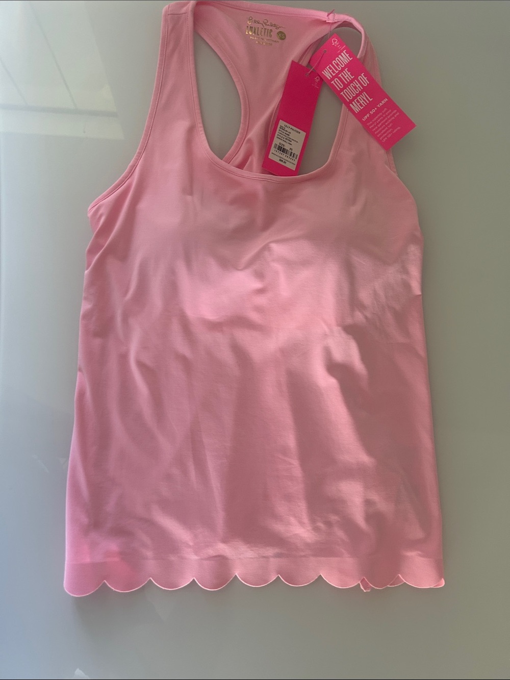 Lilly Pulitzer Light Pink Claralee Scallop Hem Racerback Tank XS